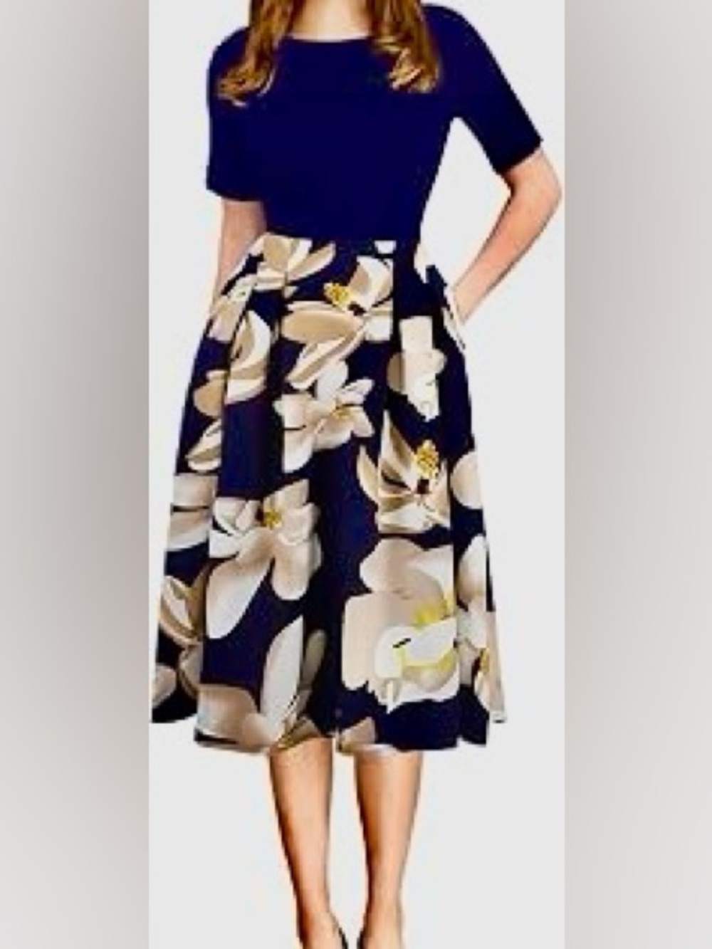 Oxiuly Fashion Women's Vintage Patchwork Puffy Swing Dress with Pockets!!
